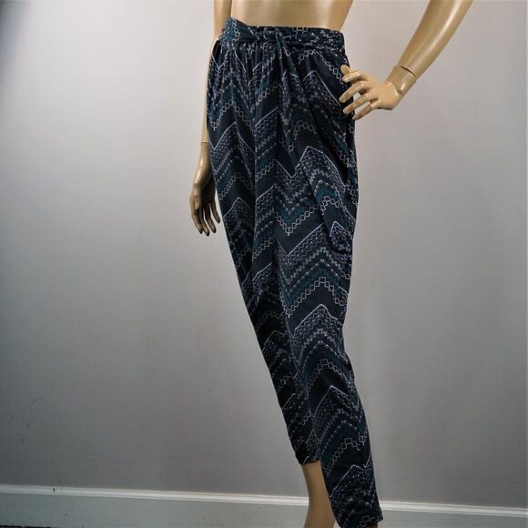 Shosho Leggings Multi Pattern Blue Womens Sz XL Elastic Waist Ties Lounge Pants - Picture 5 of 9